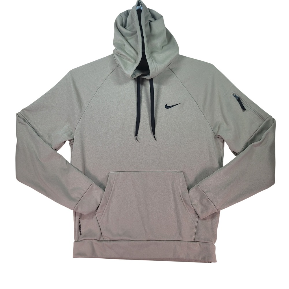 Nike Therma-FIT Hoodie Mens Medium Olive Green Pullover DQ4834-247 Sleeve Pocket
